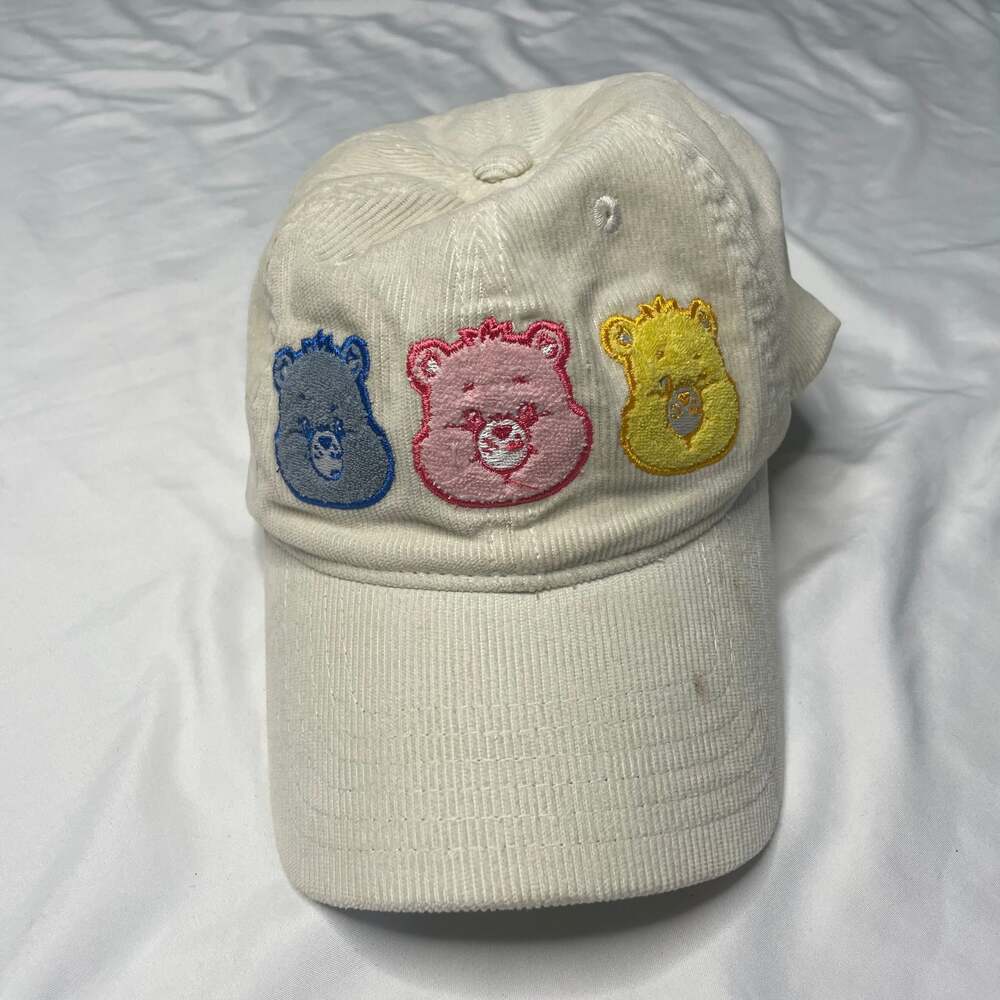 Care Bears Embroidered Corduroy Dad Hat Adjustable Strap Cream Off-White - Picture 2 of 6